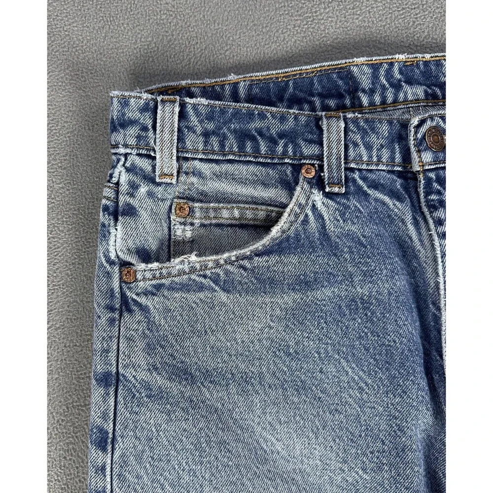 Levis 505 Jeans 34x32 Blue Straight Orange Tab Distressed Faded Vintage 90s 1997